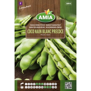 Seminte de fasole Coco Nain Blanc Precoce, 40 gram